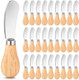 Molain 28Pcs Cheese Spreader Knives Butter Knife Spreader With Wooden Handle Stainless Steel Cocktail Knives Spreaders Charcuterie Boards Accessories For Condimets Cheese Butter