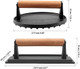 Mouyat 2 Pack Cast Iron Grill Press 6.8 Inch Round And 8 Inch Rectangle Heavy Grill Weight Bacon Griddle Press With Wooden Handle Flat Cooking Weight Press Steak Weights For Bacon Burgers Meat Bbq