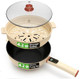 Nutrichef 2 In 1 Electric Frying Pan & Steamer 8 Quarts Portable Non-Stick Skillet For Cooking Durable Heat Safe Handle Touch Control Panel 7 Cooking Functions & Electric Hot Pot White