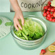 Salad Spinner With Drain Vegetable Dryer Rotary Veggie Washer Kitchen Tool Fruit Washer Pasta And Fries Spinner Hand Dehydrator Green