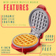 Ceramic Nonstick Mini Snack Waffle Maker 4” Mold Quick Heat For Crispy Waffles French Toast Tuna Melt Egg & Grilled Cheese Sandwiches For Kids & Family Just Add Batter (Black)