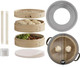 Prime Home Direct 10-Inch Bamboo Steamer Basket Stainless Steel Steamer Ring Adapter 10-Inch Silicone Liners Steaming Asian Food Bao Buns Chinese Dim Sum Dumpling Rice Vegetable Steam Pot