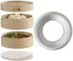 Prime Home Direct 8-Inch Bamboo Steamer Basket Stainless Steel Steamer Ring Adapter 2-Tier Steamer For Cooking Asian Food Bao Buns Chinese Dim Sum Dumpling Rice Vegetable Steam Pot