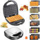 6 In 1 Waffle Iron Set Panini Press Grill And Electric Sandwich Maker With Removable Non-Stick Plate Ideal For Cooking Grilled Cheese Tuna Melts Burgers