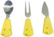 3 Piece Cheese Knives Set - Small Steel Stainless Knives Forks & Spoons For Spreading Charcuterie & Cheese Perfect For Cheese Slicer & Butter Cutter Yellow