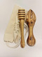 Palestinian Olive Wood Juicer And Honey Dipper With A Neutral Color Mesh Bag
