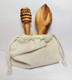 Palestinian Olive Wood Juicer And Honey Dipper With A Neutral Color Mesh Bag