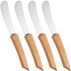 4 Piece Wooden Cheese Spreader Set Stainless Steel Butter Knife Spreader - Ideal Kitchen Baking Partner For Butter Jam Cream Cheese And Condiment Spreader Natural Color 6.1"