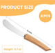 4 Piece Wooden Cheese Spreader Set Stainless Steel Butter Knife Spreader - Ideal Kitchen Baking Partner For Butter Jam Cream Cheese And Condiment Spreader Natural Color 6.1"