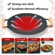 Korean Grill Pan With Nonstick Coating 13" Round Cast Iron Griddle Pan With 2 Wooden Holders Compatible For Induction Gas Stove Electric Cooktop Indoor Or Outdoor Grilling