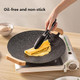 Korean Grill Pan With Nonstick Coating 13" Round Cast Iron Griddle Pan With 2 Wooden Holders Compatible For Induction Gas Stove Electric Cooktop Indoor Or Outdoor Grilling