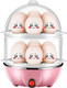 Double Layer Egg Cooker 14 Egg Capacity Hard Boiled Egg Cooker Anti-Dry Electric Egg Boiler With 40Ml Measuring Cup Steam Vegetables Pink