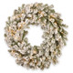 National Tree Company Pre-Lit 'Feel Real' Artificial Christmas Wreath Green Snowy Sheffield Spruce White Lights Decorated with Frosted Branches Christmas Collection 5"D x 24"W x