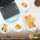 Baker'S Friend Bite-Size Mini Waffle Maker For Kids & Adults Small Waffle Maker Mini Belgian Waffle Machine 11 X 2.2” Tiny Nonstick Waffles Iron Recipe Included Aqua