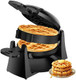 Waffle Maker 1400W Double Belgian Waffle Iron 180° Flip 8 Slices Rotating & Nonstick Plates Removable Drip Tray For Easy Cleaning Cool Touch Handles Space Saving Storage Black