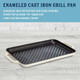 Country Living Enameled Cast Iron Grill Pan Family Sized Rectangular Griddle Durable Indoor And Outdoor Cookware 17" X 9.5" Cream