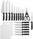 Farberware Never Needs Sharpening High-Carbon Stainless Steel Knife Block Set With Non-Slip Handles 18 Piece Black