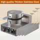 Garvee 1300W Commercial Waffle Maker Non-Stick Round Waffle Iron Rotatable Waffle Baker Machine 50°C-300°C Temp Range Stainless Steel Round Commercial Waffle Maker For Restaurant Home 110V