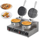 Garveehome Commercial Double Heads Waffle Maker Machine 110V 2600W Non-Stick Stainless Steel Round Waffle Iron Maker For Restaurant