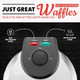 Gourmia Gwm468 Dual Pour Waffle Maker With Easy Pour Spout + Horizontal Pour Angled Cooking 5 Shade Settings And Indicator Lights - Recipe Book Included