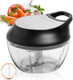 Manual Food Processor Vegetable Chopper Portable Hand Pull String Garlic Mincer Onion Cutter For Veggies Ginger Fruits Nuts Herbs Etc. 2 Cup With Egg Batter And Garlic Peeler W1031-1