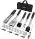 Haushof Large Grilling Accessories Bbq Grill Set Heavy Duty Stainless Steel Barbecue Utensils With 16-1/2" Spatula Brush Fork Tongs Skewers Thermometer Bag Ideal 15Pcs