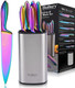 Rainbow Knives Block Set 7 Pieces Iridescent German High Carbon Stainless Steel Kitchen Knives Pack With Universal Knife Holder
