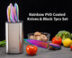 Rainbow Knives Block Set 7 Pieces Iridescent German High Carbon Stainless Steel Kitchen Knives Pack With Universal Knife Holder