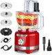 Homtone 16 Cup Food Processor Large Food Processors 6 Preset Modes Vegetable Chopper Electric 6 Blades 8 Functions For Home Use Stepless Speed Control 650W Red