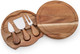 Ileaf Round Slide-Out Acacia Wood Cheese Board And 3 Piece Cheese Tool Set 7.5 Inch Diameter