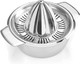 Manual Lemon Lime Orange Juicer Squeezer 304 Stainless Steel Citrus Press With 15Oz Bowl ＆2 Pour Mouths Slots Strainer Robust Metal Hand Juicer For Small Grapefruit Dishwasher Safe (Silver)