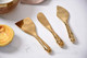 Pampa Bay Wood Look Titanium-Plated Porcelain Set Of 3 Cheese Knives 5.8 Inch Gold/White/Wood Look