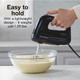 Proctor Silex Easy Mix 5-Speed Electric Hand Mixer With Bowl Rest Compact And Lightweight 100 Watts Of Peak Power Black (62511)