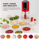 Mini Prep Food Processor 2 Cup Small Electric Food Chopper 2 Speed For Vegetables Meat Fruits And Nuts With 4 Stainless Steel Blades 400-Watt Red