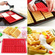 Waffle Molds 4 Cavities Heart Shaped And Square Waffle Silicone Mold Waffle Maker Baking Tray Mold For Waffle Cake Candy Chocolate(3 Pack)