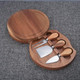 Round Slide-Out Acacia Wood Cheese Serving Board And 3 Piece Cheese Tool Set 7.5 Inch Diameter Ideal For Outdoor Picnic Housewarming Kitchen Personalized