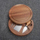 Round Slide-Out Acacia Wood Cheese Serving Board And 3 Piece Cheese Tool Set 7.5 Inch Diameter Ideal For Outdoor Picnic Housewarming Kitchen Personalized