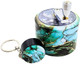 Keychain And 2.5 Inch Metal Grinder With Handle Matching Set (Emerald Waves)