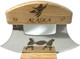 The Ulu Factory Alaska Birch Ulu Knife 6" Stainless Steel Blade With Block Wood Stand Etched Blade Blanket Toss