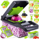 16-In-1 Vegetable Chopper With Stainless Steel Blades Egg Separator Slicer Dicer Spiralizer & Large Bpa- Container - Multipurpose Kitchen Tool For Quick Meal Prep