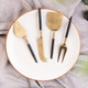 Black Handle Gold Heads Stainless Steel 4-Piece Cheese Knives Set Cheese Spreader Slicer Prongs Fork Cheese Knives For Charcuterie Board Accessories (Gold)