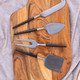 Radiant Black Handle Silver Heads Stainless Steel 4-Piece Cheese Knives Set Cheese Spreader Slicer Prongs Fork Cheese Knives For Charcuterie Board Accessories