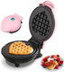 Mini Waffle Maker 4 Inch Plate Waffle Iron For Hash Browns Keto Chaffles Snacks Sandwich Compact Design Non-Stick Surface Easy To Clean Heart Pink