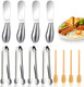 Aicnei 12 Pcs Spreader Knife Set Multipurpos Cheese And Butter Spreader KnivesMini Serving Tongs One-Piece Stainless Steel s For Thanksgiving Day Christmas