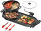 Aoran Electric Grill And Hot Pot Combo For Indoor Cooking 2200W Detachable Dual Zone Bbq Griddle With Removable Split Pan Non-Stick Surface 29X11 Inch Family Size Includes Grill Tools  and Oil Paper