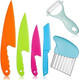 6Pcs Kids Plastic Knives Set With Cutting Board & Paring Knife - Child Safety Kitchen Knives In 4 Sizes For Vegetables Fruits And Salad (Bpa-Free Non-Slip Handle)