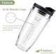 5-Piece Blender Replacement Parts 24Oz Ninja Blender Cups With To-Go Lids 7 Fins Extractor Blade Compatible With Nutri Ninja Auto Iq Blenders Bl2012 Bn801 Bl480 Bl682 Bl642