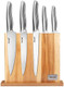 Hecef 6 Piece Kitchen Knife Block Setall Metal Construction Hollow Handle Tapper Ground Knives Double Sided Magnet Wood Stand Hecef 6 Piece Kitchen Knife Block Setall Metal Construction Hollow Handle Tapper Ground Knives Double Sided Magnet Wood Stand