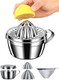 Homestia Citrus Lemon Orange Grapefruit Juicer Manual Squeezer 304 Stainless Steel Robust Hand Juicer Reamer Rotation Press With Strainer & 17Oz Bowl 2 Pour Spouts Dishwasher Safe Heavy Duty