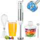 Immersion Blender Handheld 1100W 5-In-1 Multi-Purpose Hand Blender 12-Speed Stick Blender 600Ml Beaker 500Ml Chopper Egg Whisk Milk Frother Black